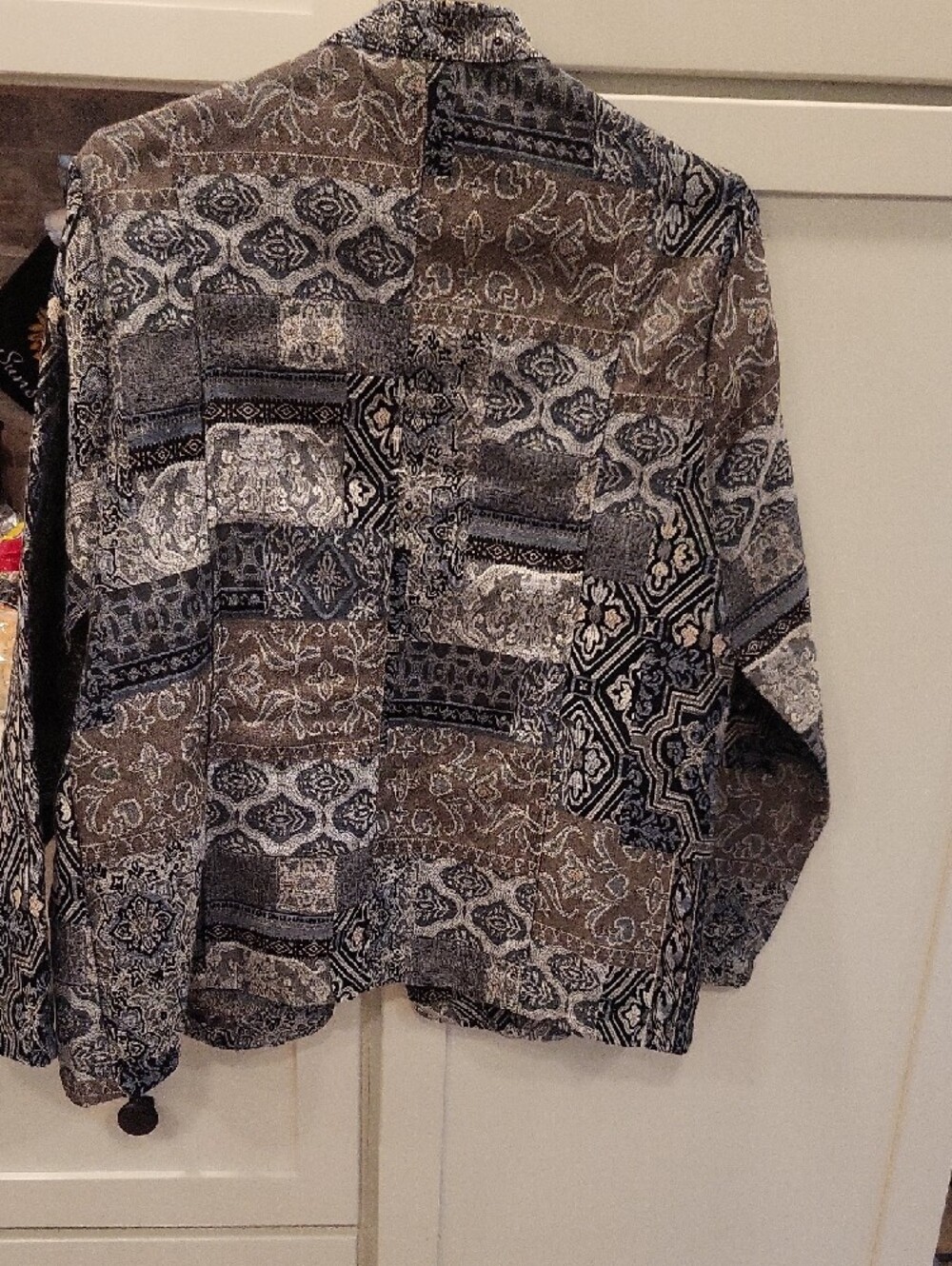 Haband Black and Gray Patchwork-Print Button Jacket - Picture 5 of 7